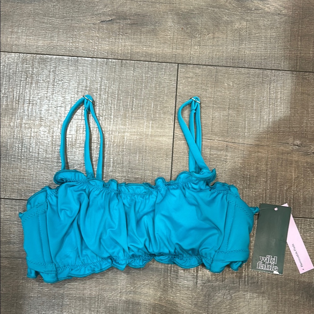 Wild Fable Turquoise Ruffle Crop Top